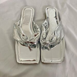 Gorglitter Eclectic Metallic Silver Flip Flop Thong Sandals US 12 / 12.5